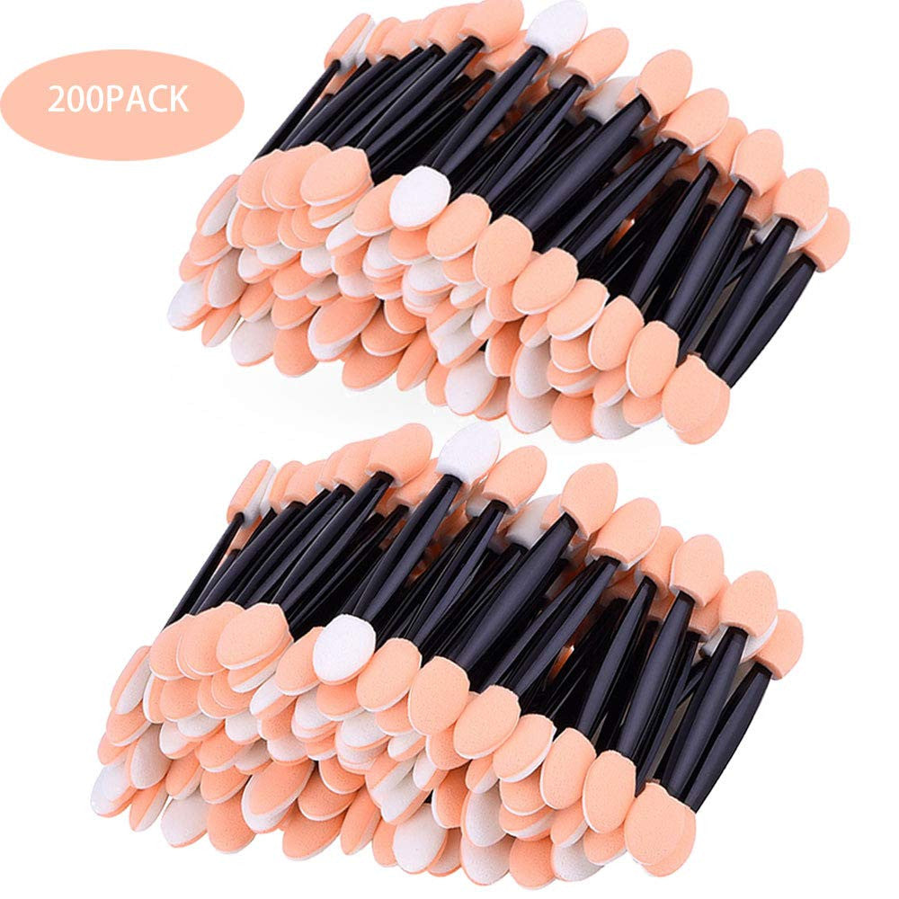 Disposable Eyeshadow Makeup Brushes Set - 200 Soft Sponge-Tipped Dual-Side Applicators