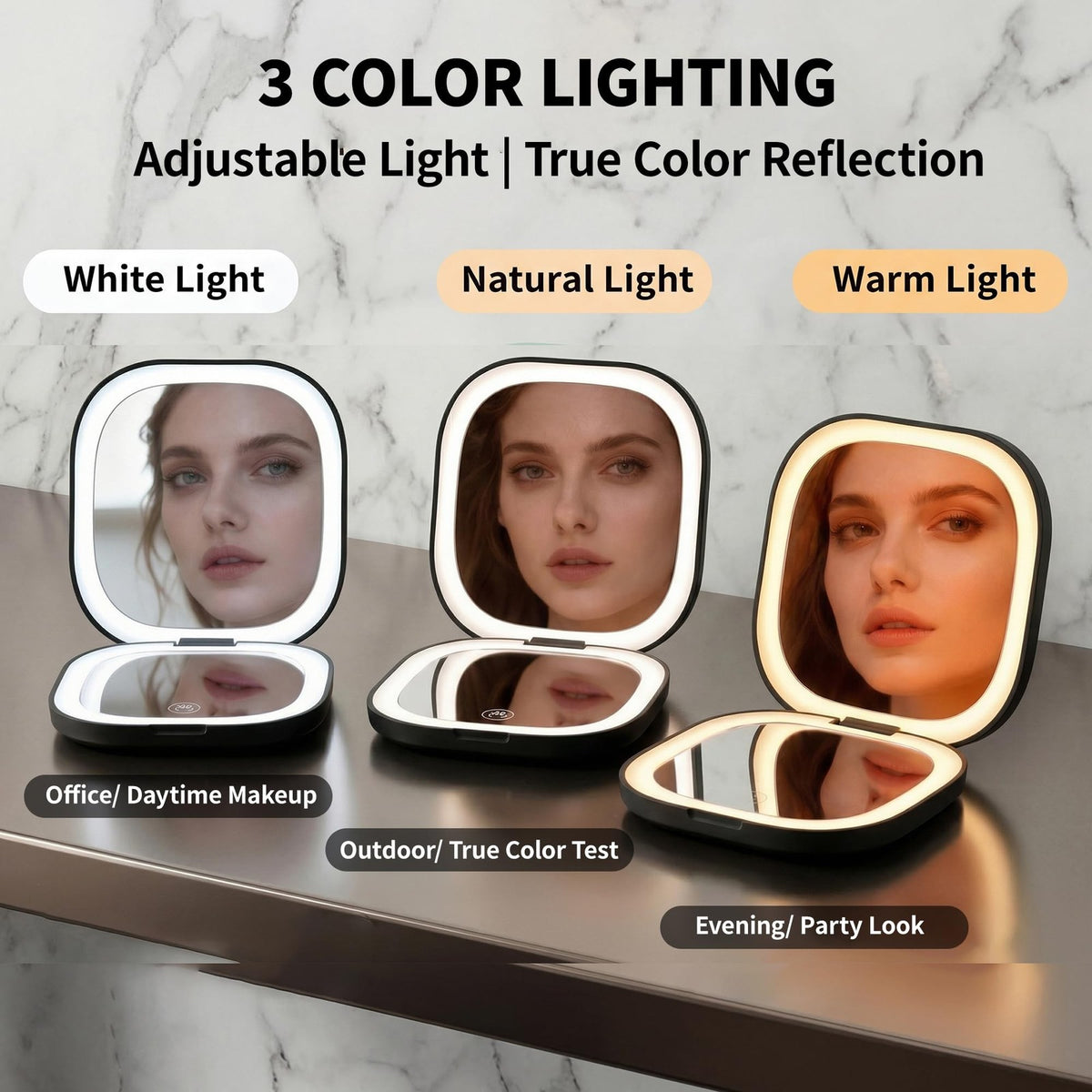 LED Lighted Compact Makeup Mirror with 10X Magnification - Portable Travel Mirror