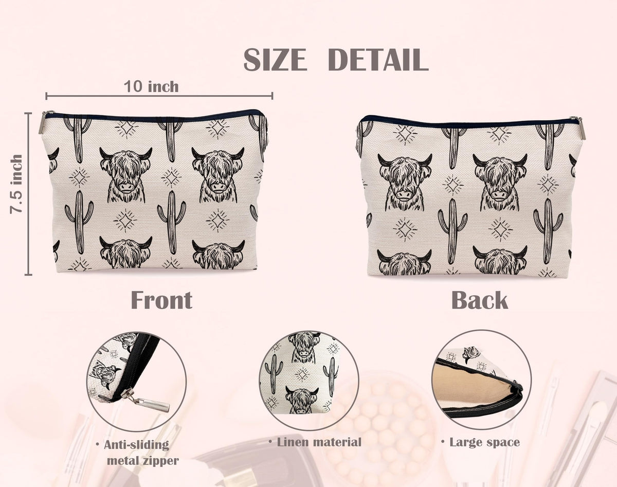 Western Cowgirl Makeup Bag - Portable Cosmetic Organizer for Travel & Gifts