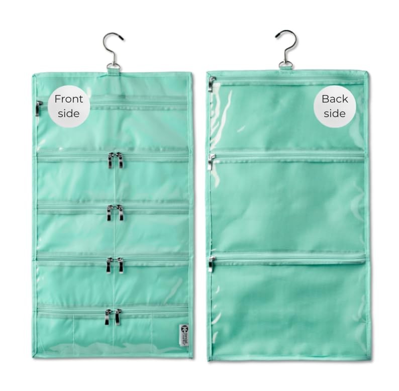 Travel Hanging Organizer with 14 Clear Vinyl Pockets - Large 13.5x24 Inch
