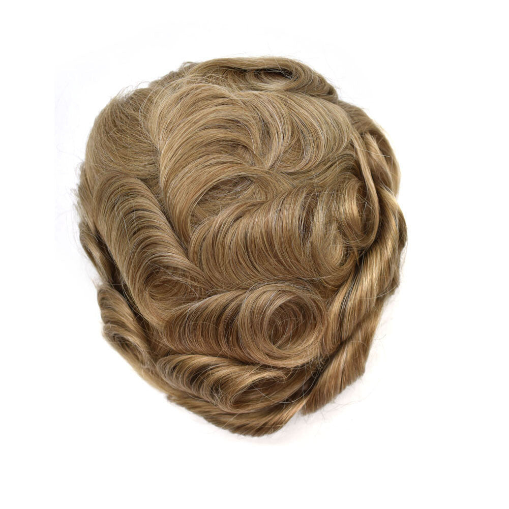 Men's Bleached Lace Front Hair Replacement Toupee - Natural Hairline, Virgin Human Hair