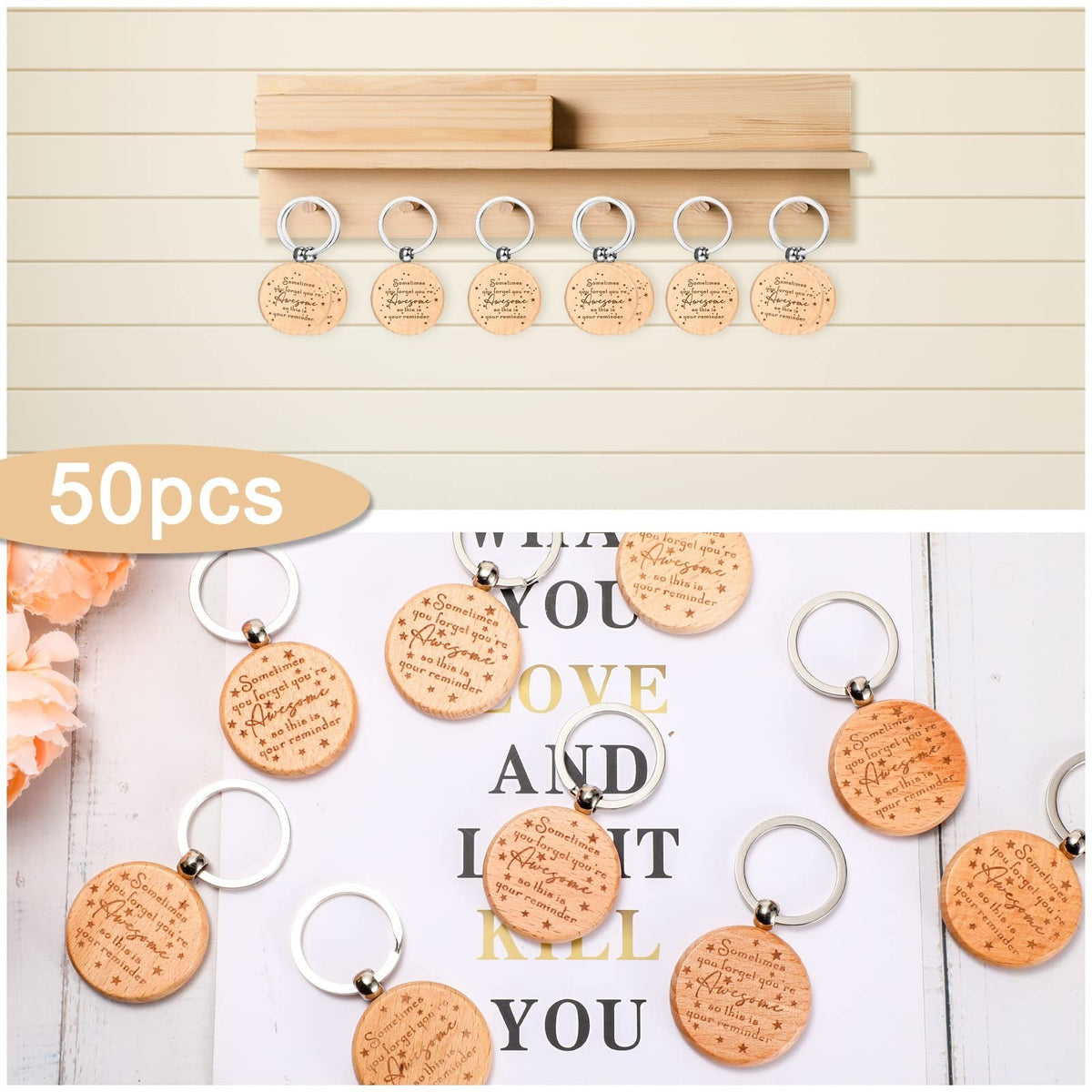 You're Awesome 50-Piece Employee Appreciation Keychains Gift Set