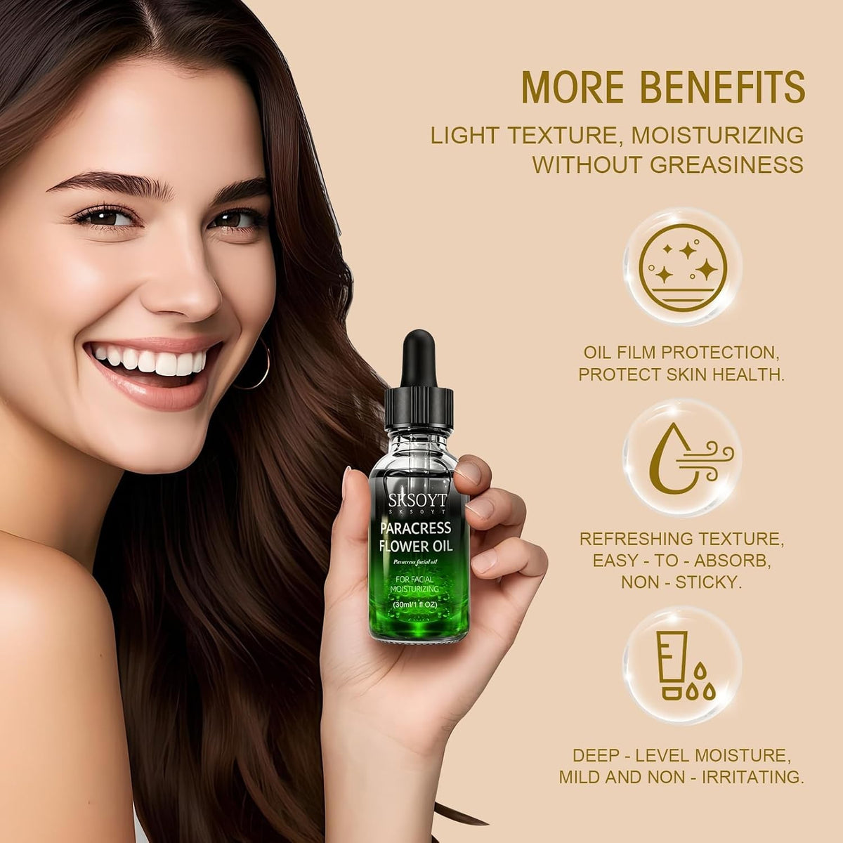 Organic Paracress Facial Oil - Cold Pressed Natural Skin Care Serum 1 Fl Oz
