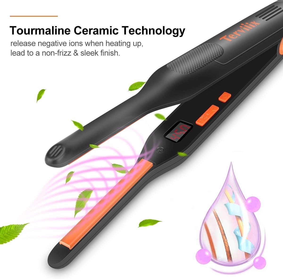 Mini Flat Iron for Short Hair - Adjustable 120-450°F, Compact Styling Tool