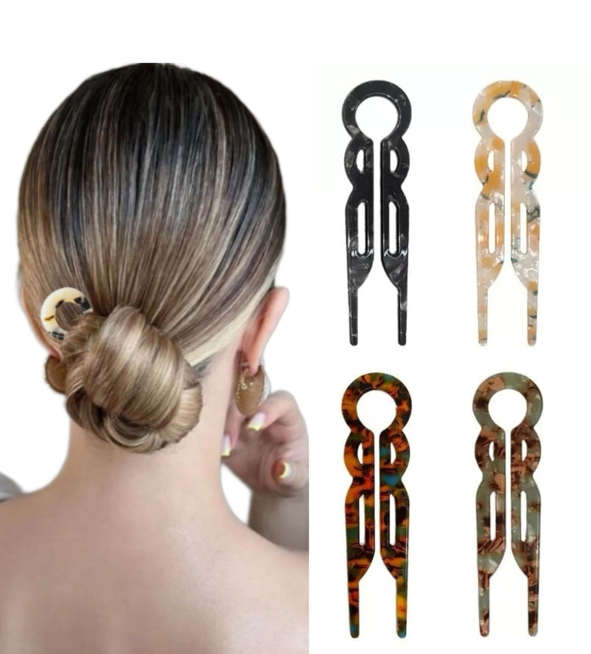 4PCS French U-Shaped Hair Clips – 4.6“ 1 Count (Pack of 4), Assorted