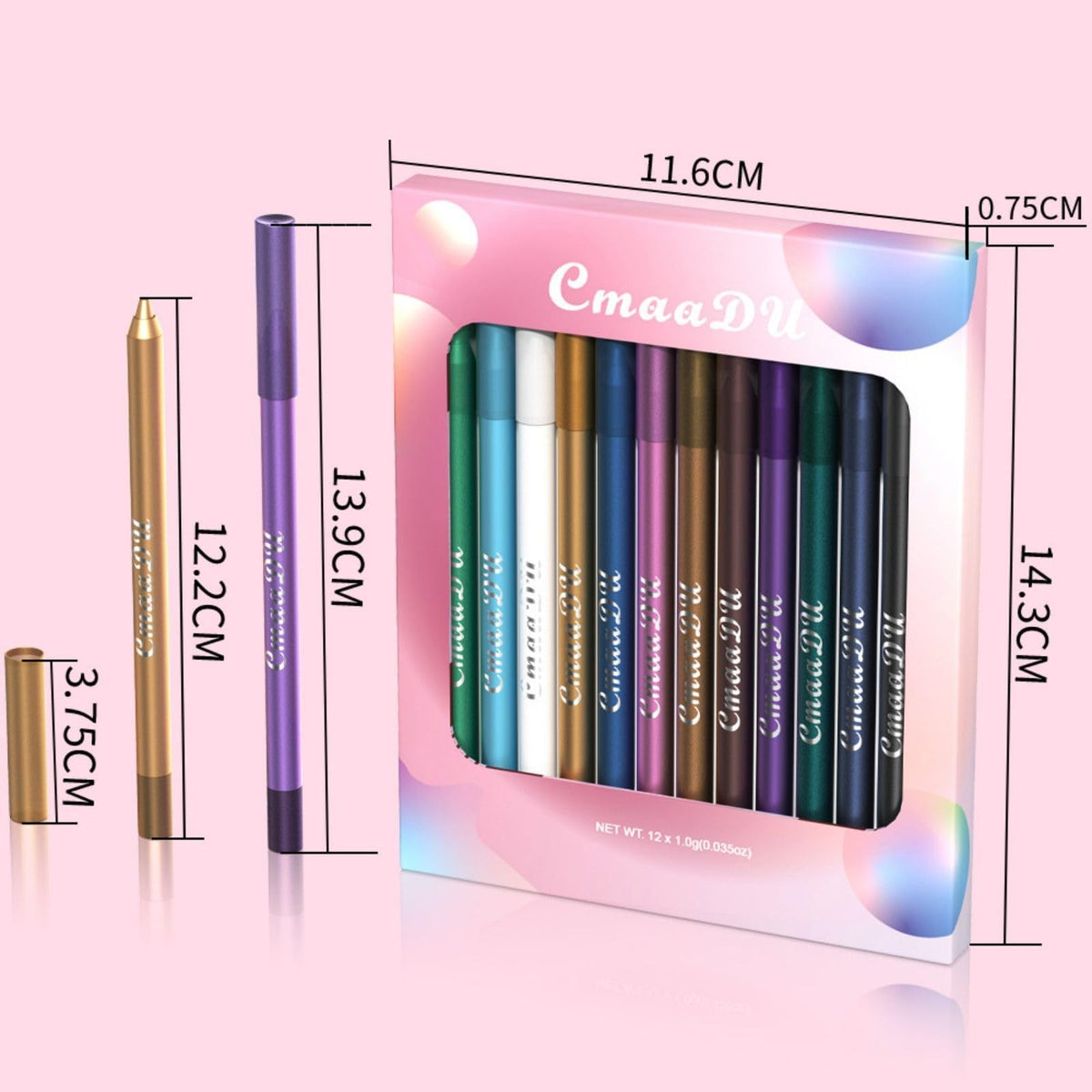 12 Colors Eyeliner Set - Metallic Pearl Shades for Eye Makeup & Art