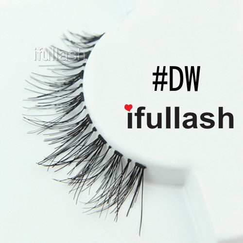 6 or 12 Pairs of Natural Look Human Hair False Eyelashes - Black