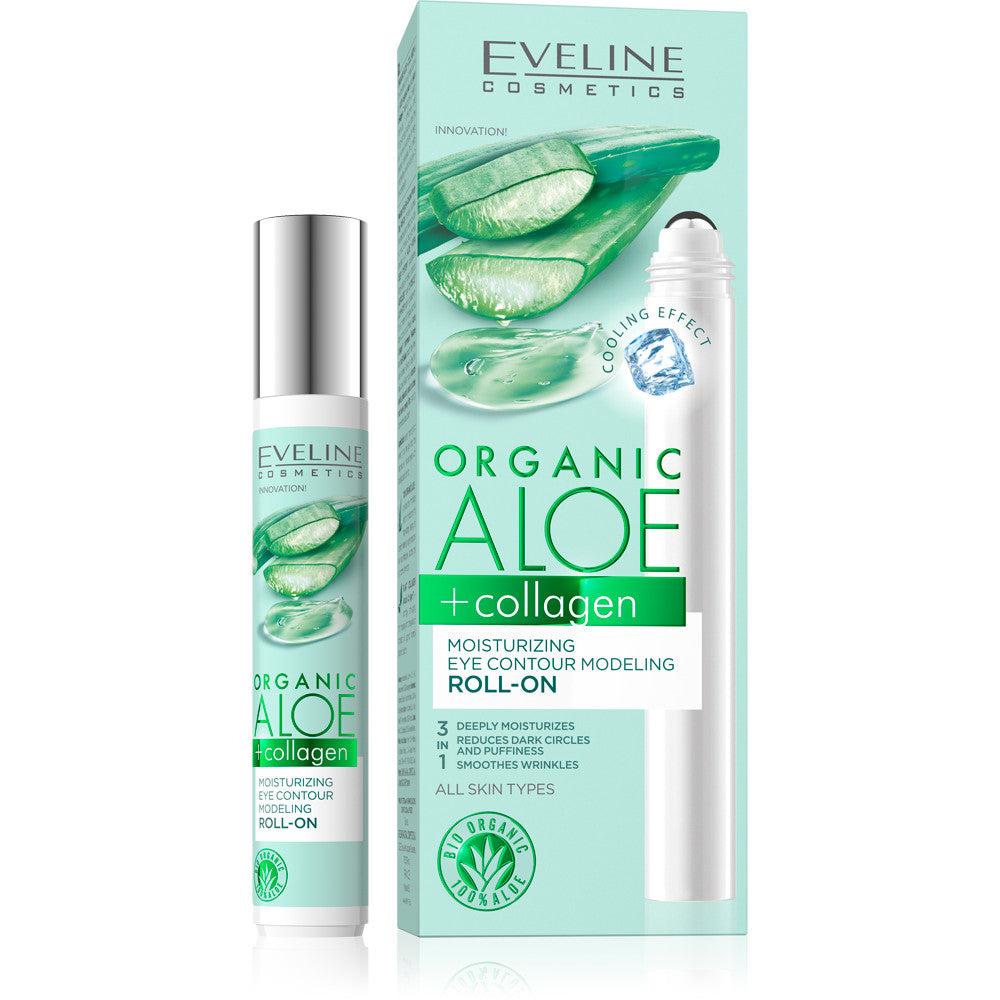 Organic Aloe Collagen Under Eye Roll-On Moisturizer for Dark Circles & Puffiness