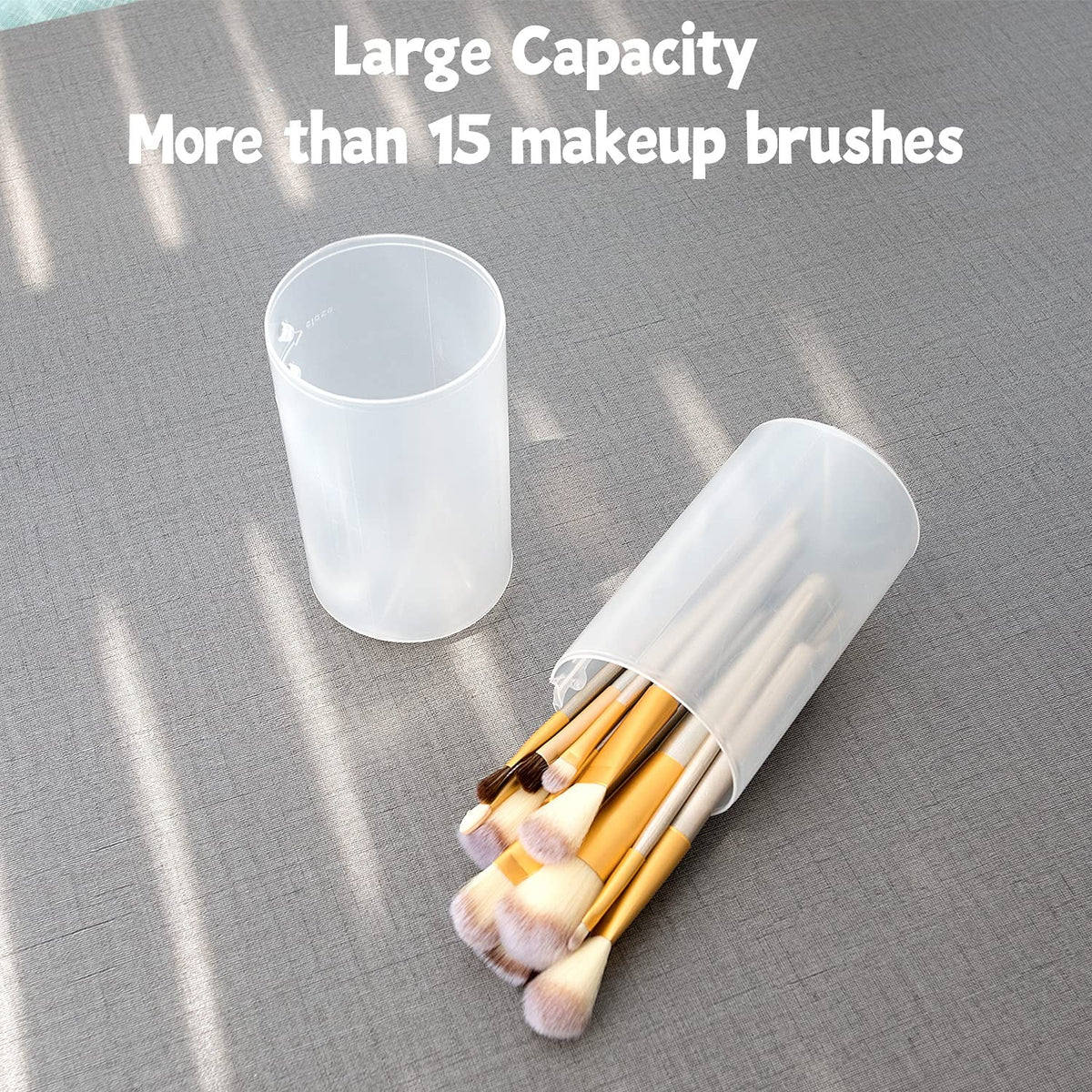 2 Pack Transparent Plastic Makeup Brush Holder Dual Use Adjustable Height