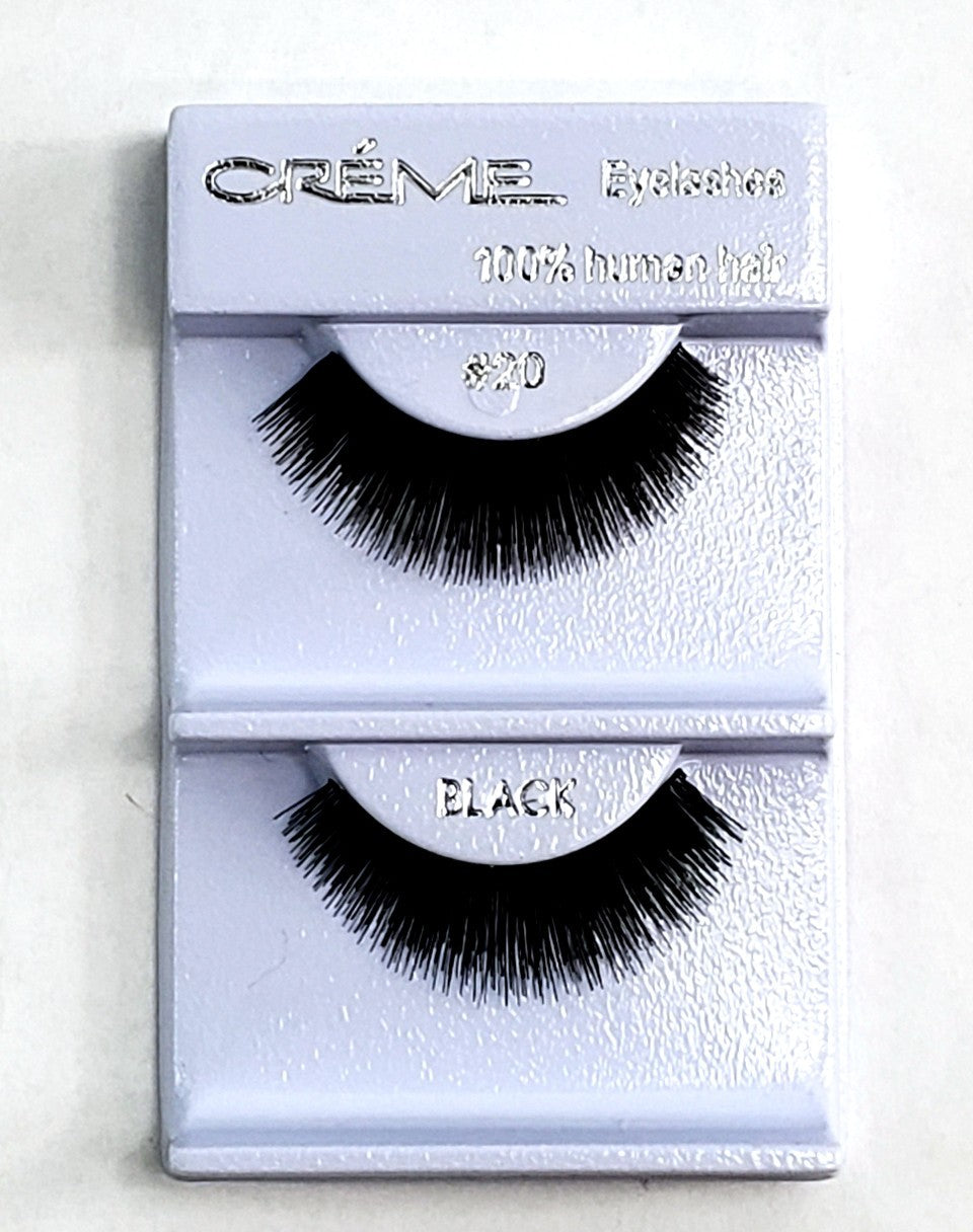 False Eyelashes Pack of 12 or 24 - Natural Human Hair, Handmade, Invisible Band