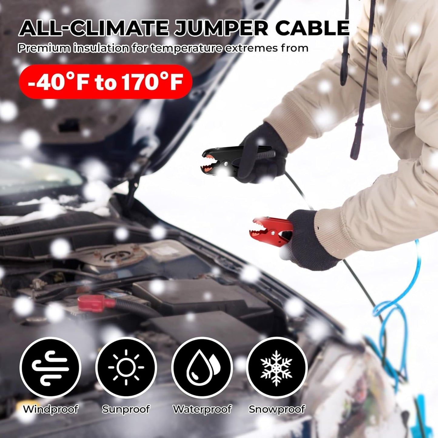 Heavy Duty Car Jumper Cables 20 Feet 800 Amp Automotive Booster Battery