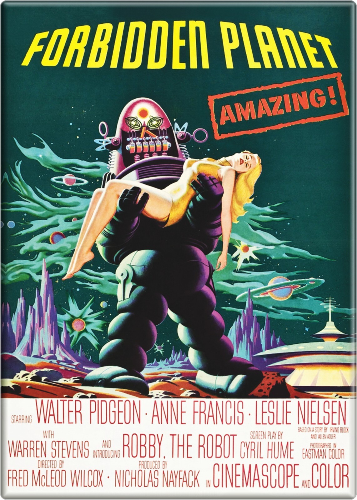 Forbidden Planet Movie Poster Compact Mirror 2.5 x 3.5 Inches – Robby Robot Reproduction
