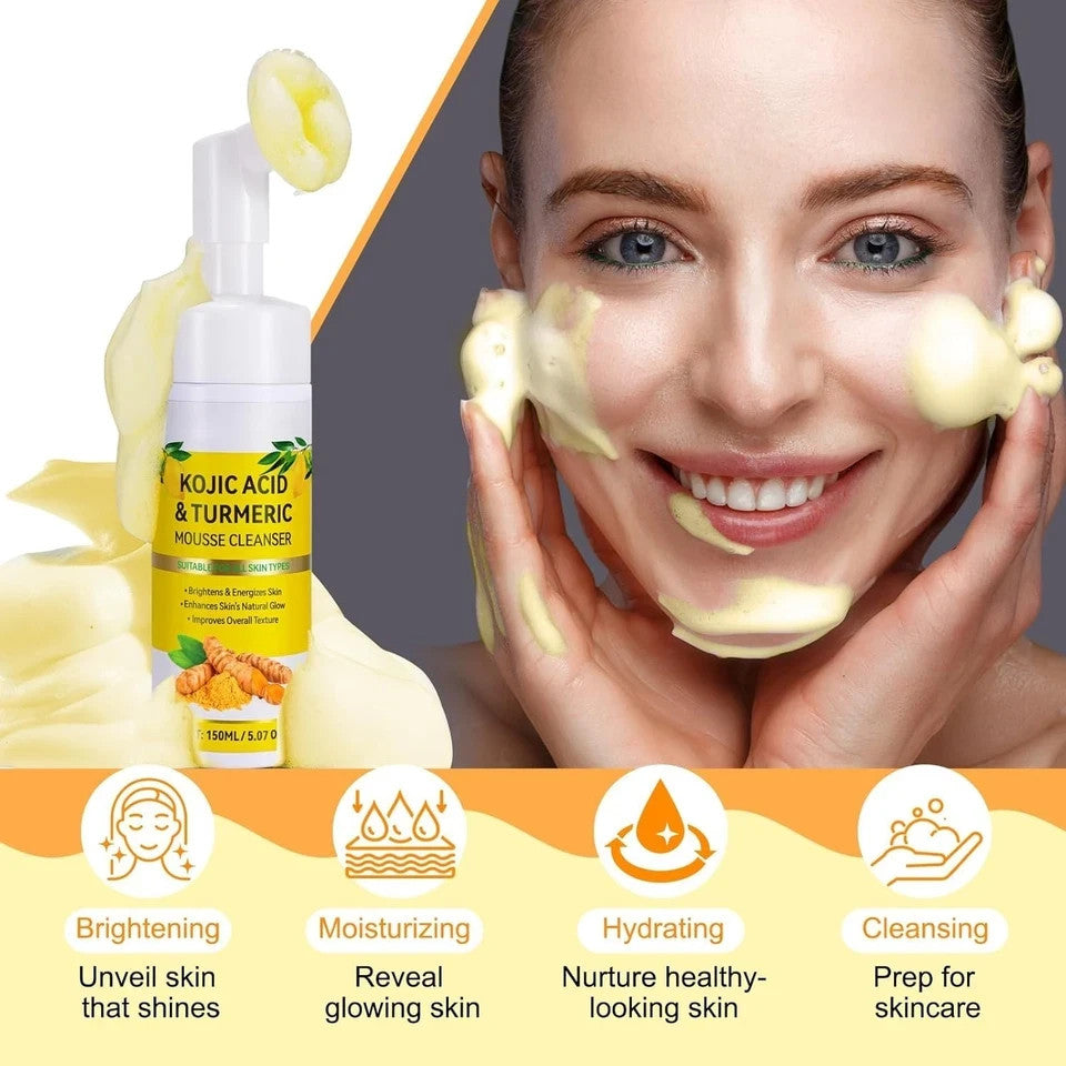 Turmeric & Kojic Acid Facial Cleanser with Brush for All Skin Types