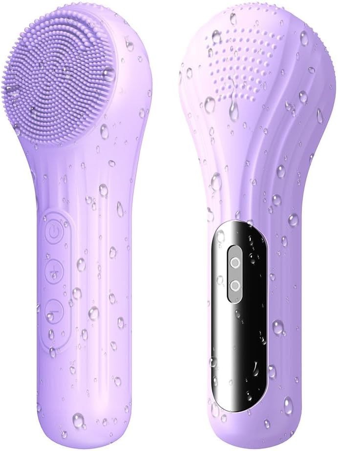 Electric Silicone Facial Cleansing Brush with Heating & Vibration – Waterproof Skin Care Tool