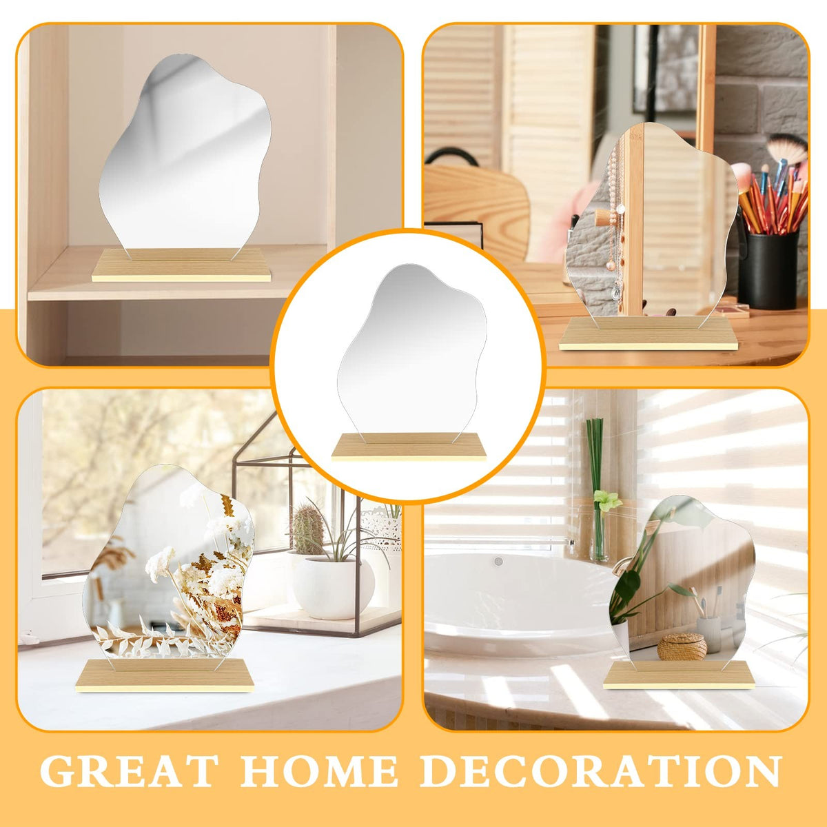 Aesthetic Vanity Mirror with Stand - Cloud-Shaped Acrylic Makeup Mirror