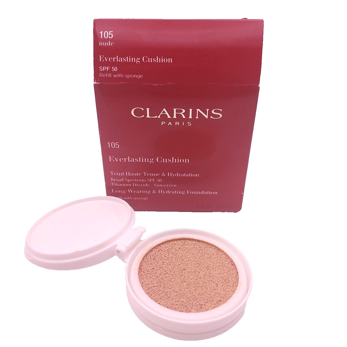 Clarins Everlasting Cushion Foundation Refill SPF 50 Nude 105 — Sealed
