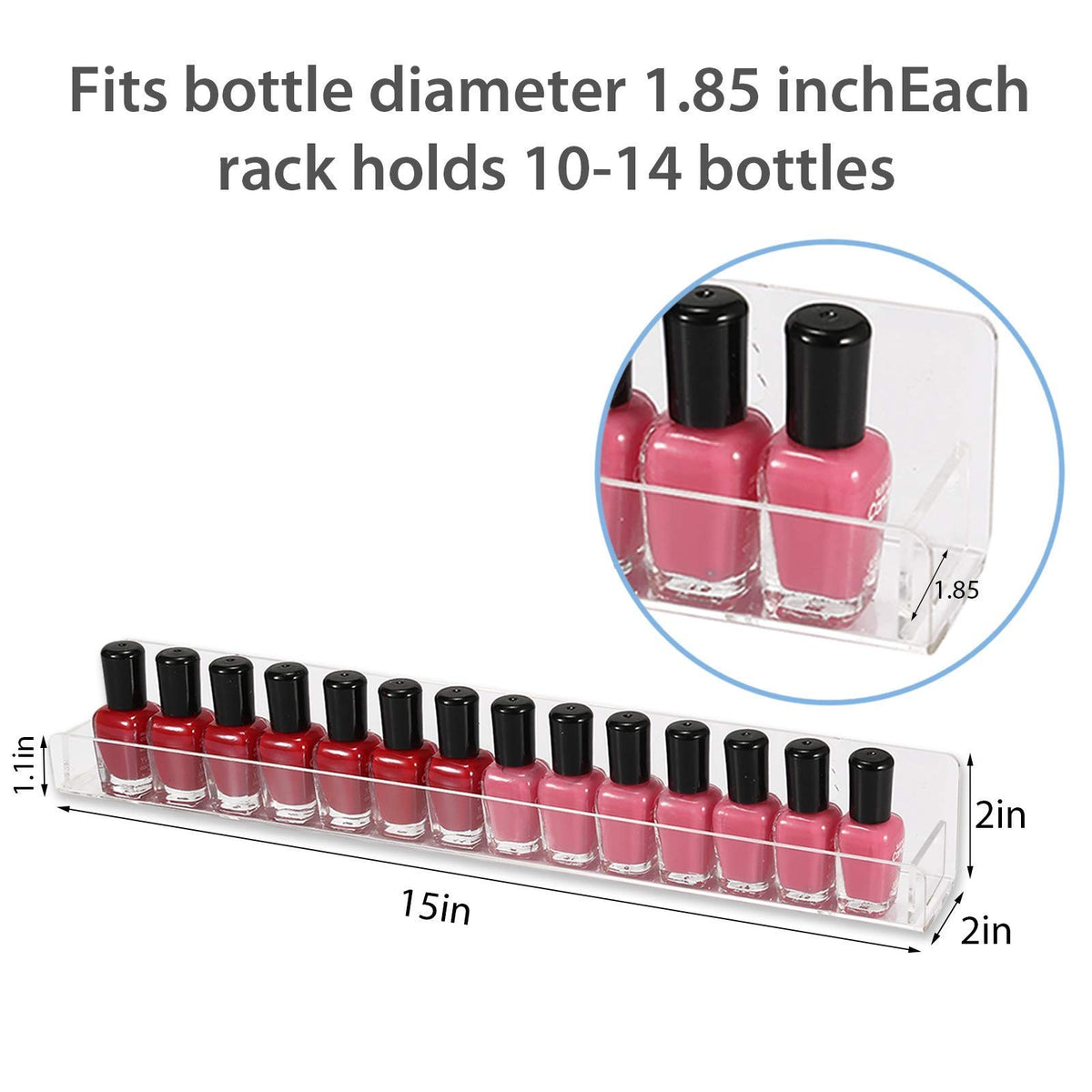 Acrylic Nail Polish Wall Rack - Transparent Multi-Functional Organizer for Nail Salons & Home Use