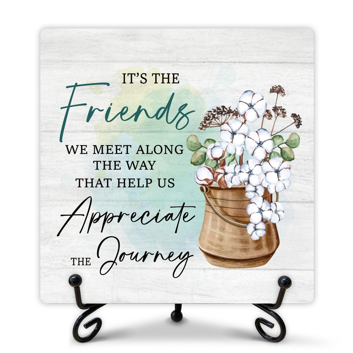 Friendship Themed Wooden Desk Decor Sign - 5x5 Inches for Office & Home