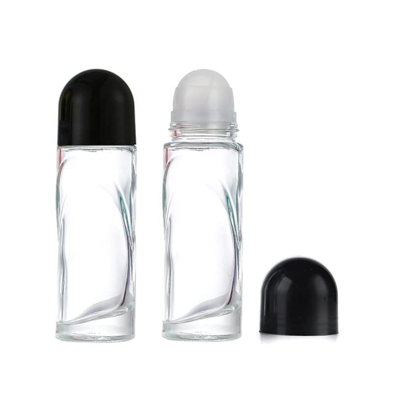 70ml Glass Roll-On Bottles for Essential Oils and Deodorant - 2 Pack