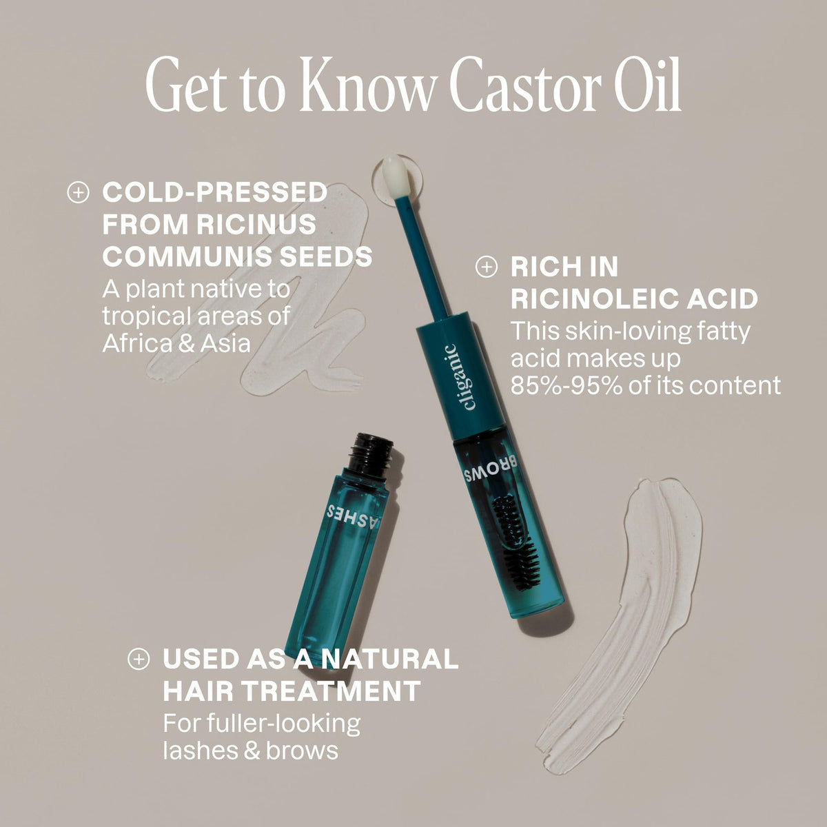 Organic Castor Oil Eyelash & Brow Serum Refillable 0.34oz Clear