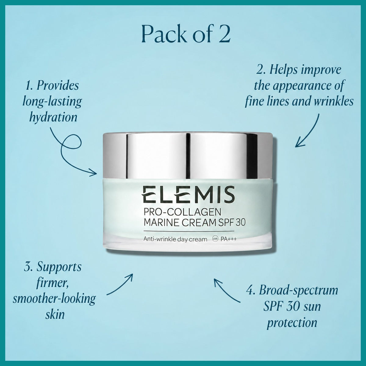 2 Pack SPF 30 Marine Collagen Face Cream - Anti-Aging Hydrating Moisturizer