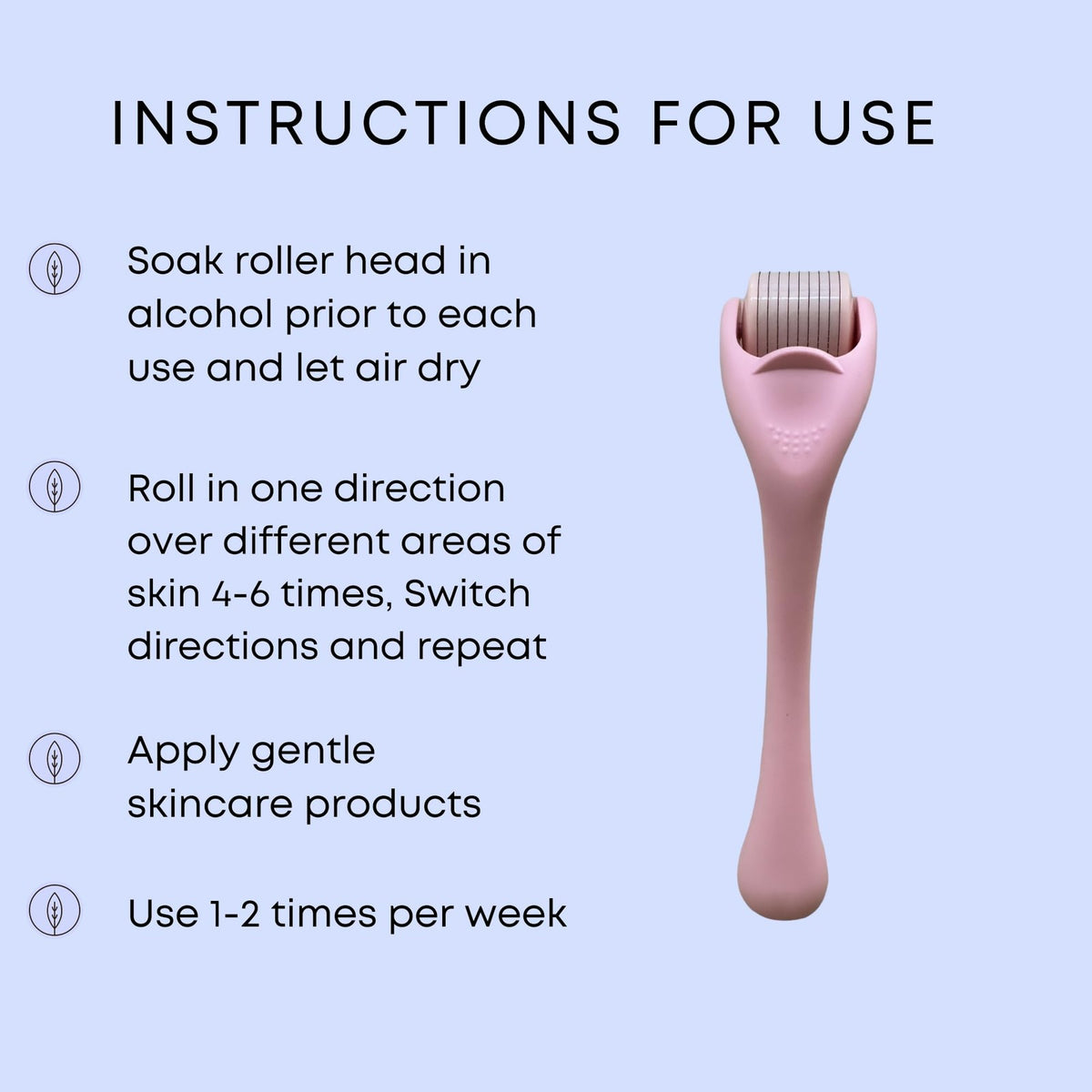 Microneedling Derma Roller 540 Stainless Steel for Skin & Hair Growth - Baby Pink