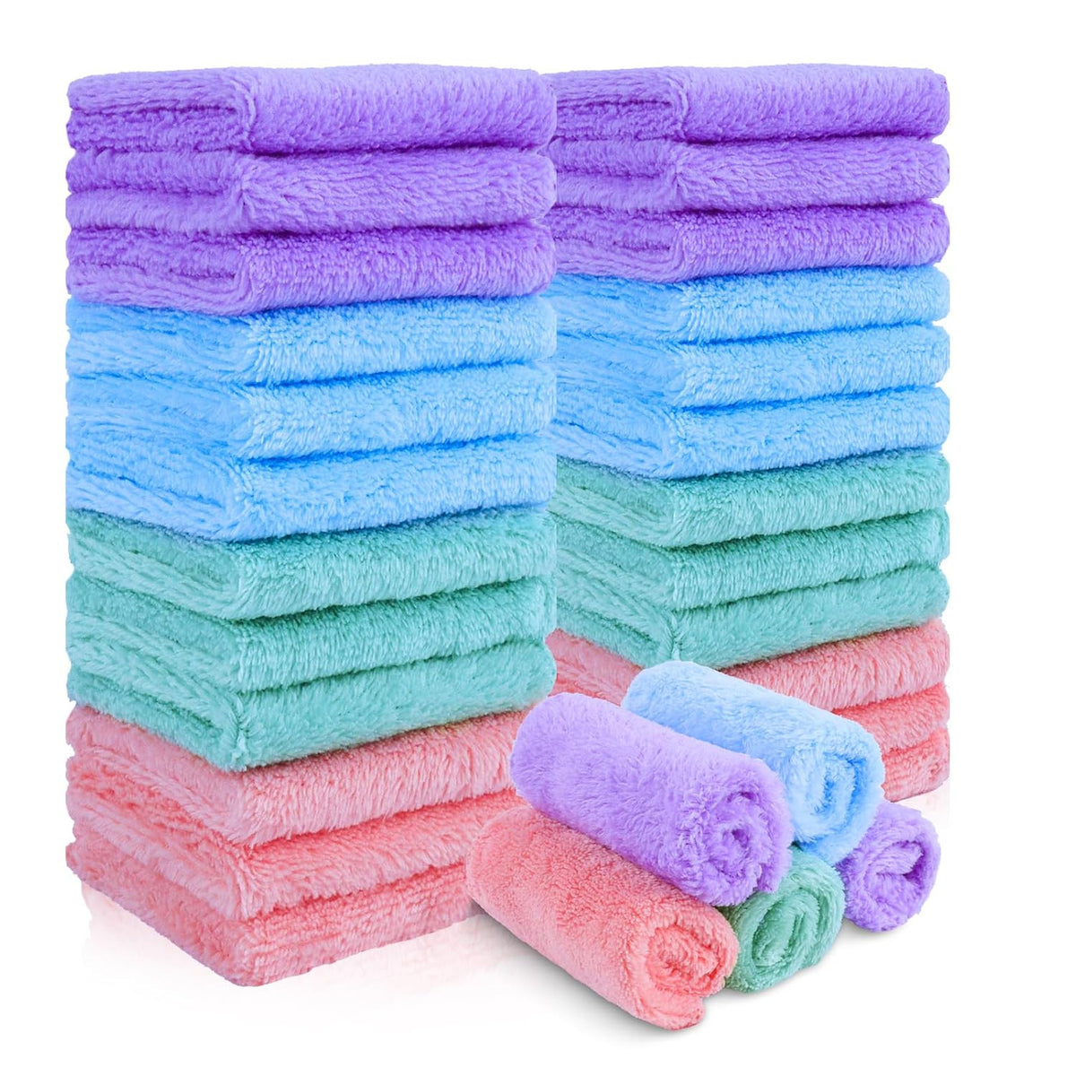 Reusable Makeup Remover Cloths 28 Pack - Soft Coral Velvet Facial Cleansing Pads
