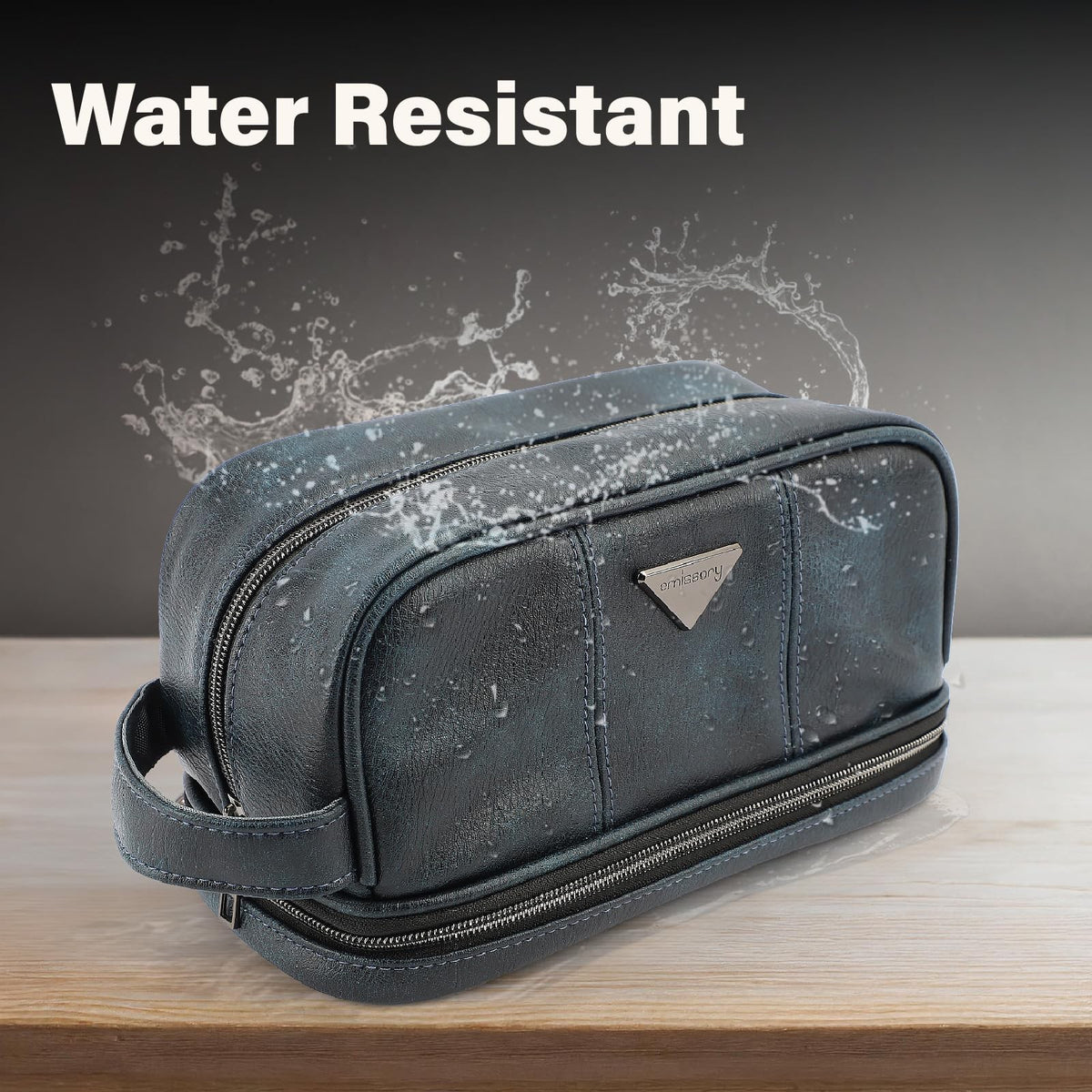 Water-Resistant Leather Travel Toiletry Bag for Men – Dopp Kit Organizer