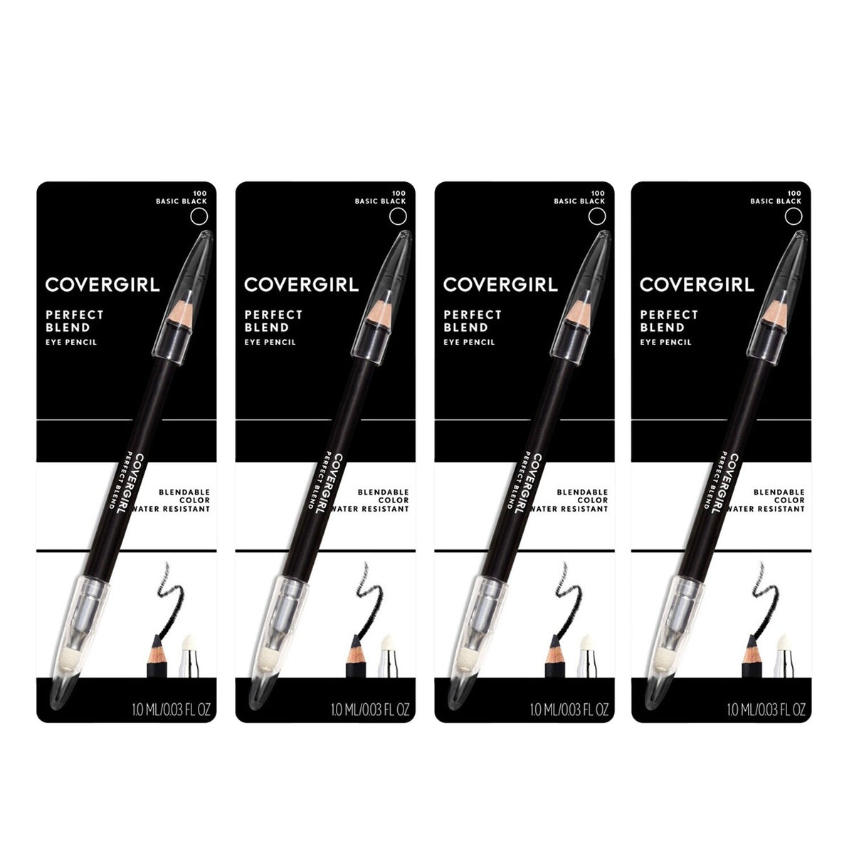 Black Eyeliner Pencil - Perfect Blend, #100 Basic Black Set of 4