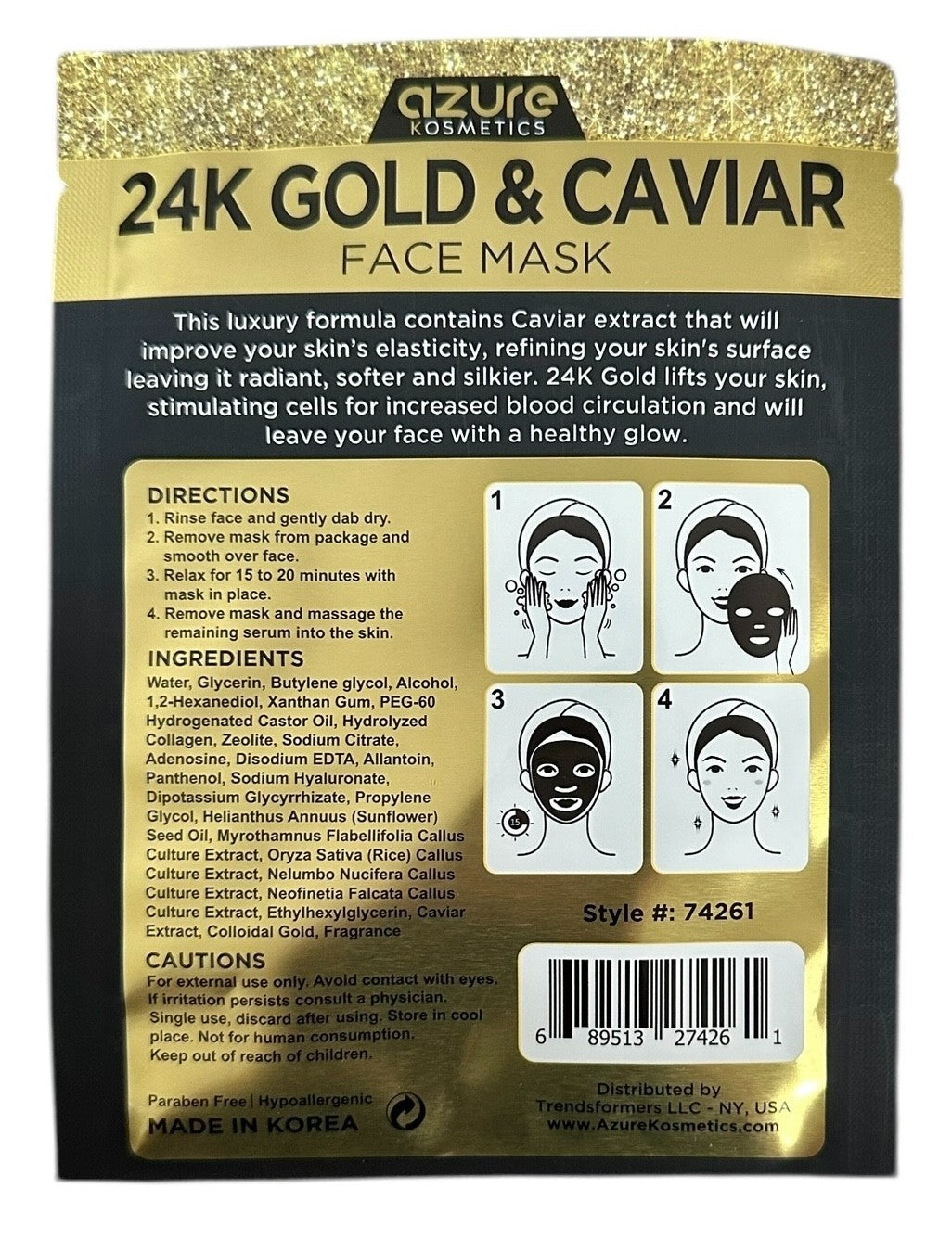 24K Gold & Caviar Face Mask & Rose Gold Under-Eye Pads - 8pc Bundle