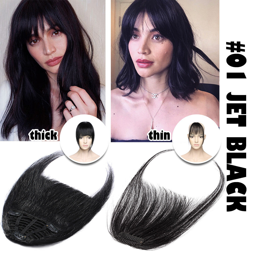 Clip-In Thick Fringe Bang Hair Extensions for Women - Remy Human Hair