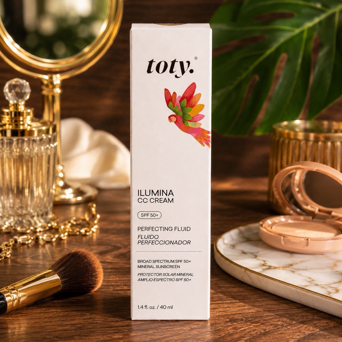 Toty Ilumina CC Cream SPF 50+ 2N Light Beige - Mineral Sunscreen Foundation, 40 mL