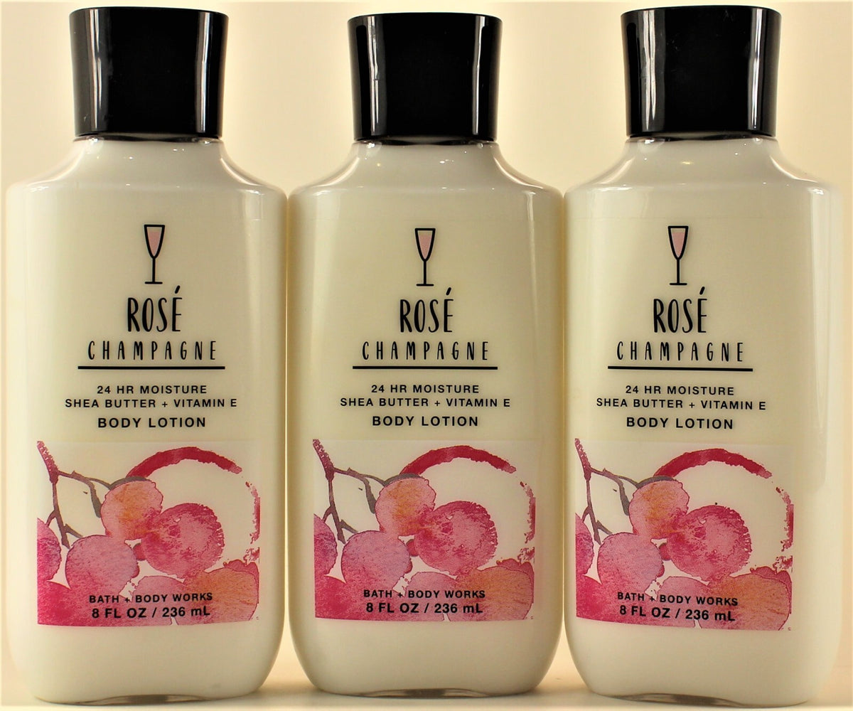 QTY 3 - Bath & Body Works ROSE CHAMPAGNE Lotion Moisturizer Cream 8oz