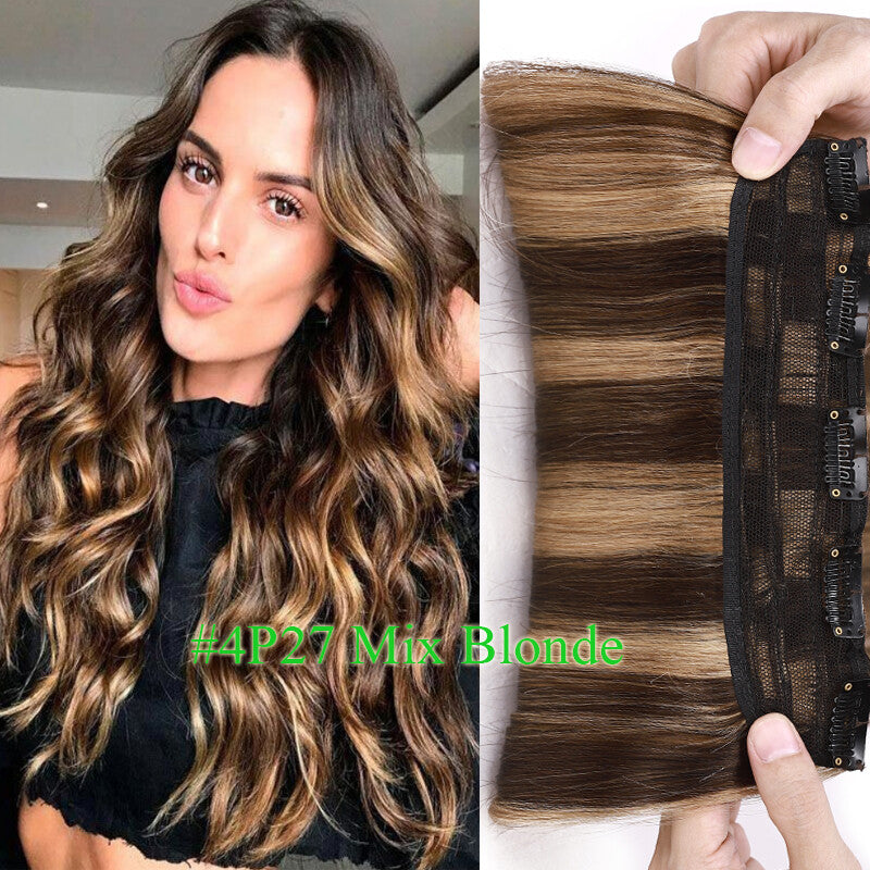 Remy Human Hair Extensions Clip-In One Piece Thick Weft for Full Head
