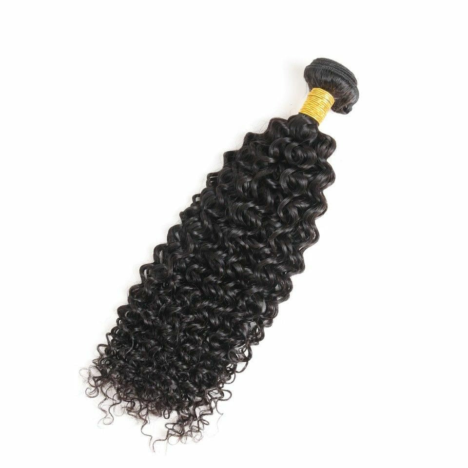 Brazilian Virgin Human Hair Extensions Jerry Curl Bundle - Black #1B