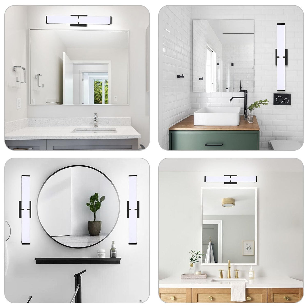 16-Inch LED Bathroom Vanity Light - Modern Black Wall Mount Fixture 5000K