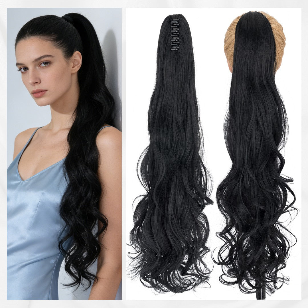 30-Inch Fluffy Ponytail Hair Extension with Claw Clip - Straight & Wave Styles