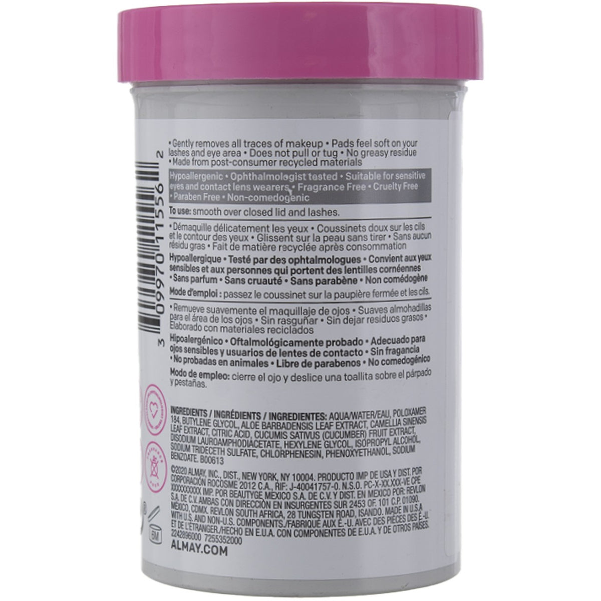 Micellar Eye Makeup Remover Pads - Biodegradable, Gentle for Sensitive Eyes, 120 Count
