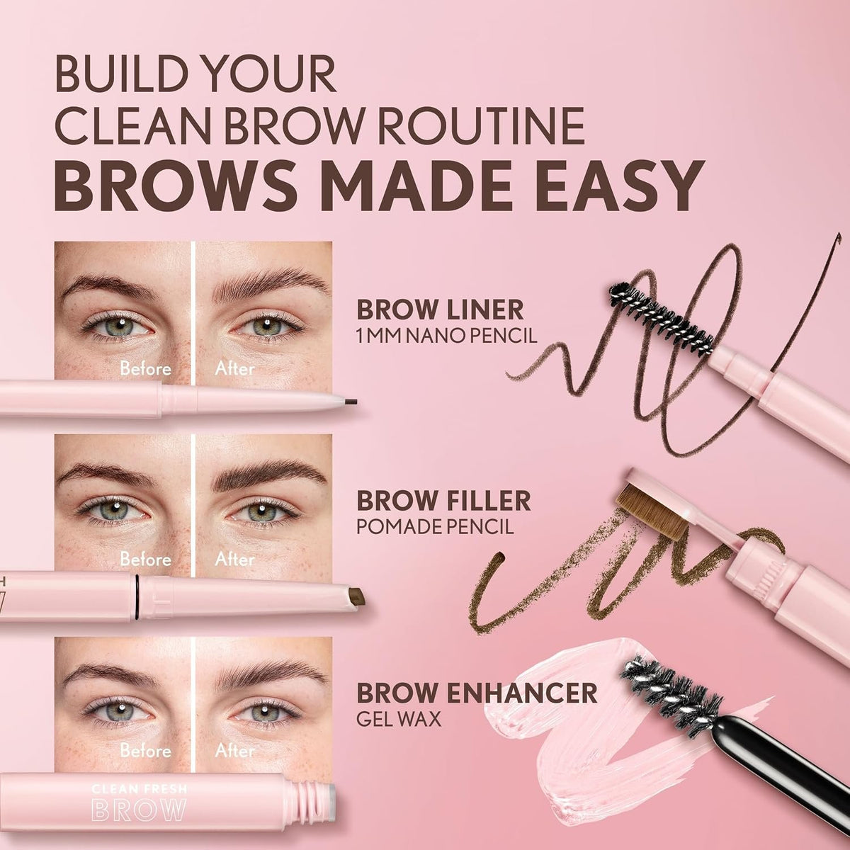 Eyebrow Gel Long-Lasting Vegan Brow Enhancer in Dark Brown