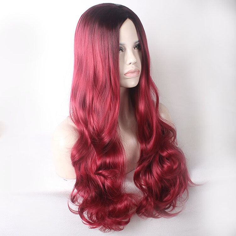 Long Wavy Synthetic Wig 26 Inches Heat-Resistant Hairpiece for Women - Multi Color