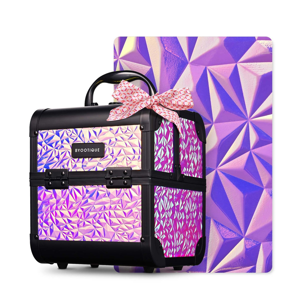 Mermaid Pink Makeup Train Case with Extendable Trays and Mirror