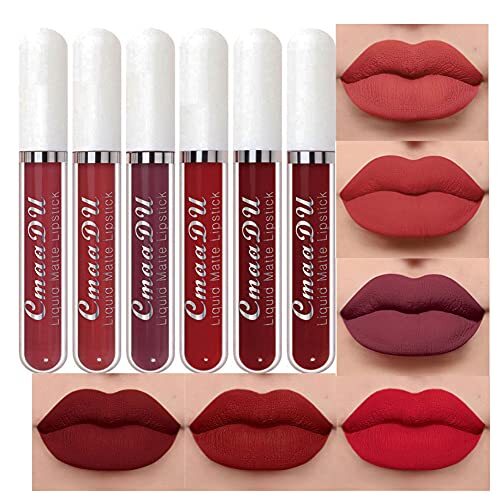 Long-Lasting Matte Lipstick Set with 6 Colors - Gift Pack, Natural Formula