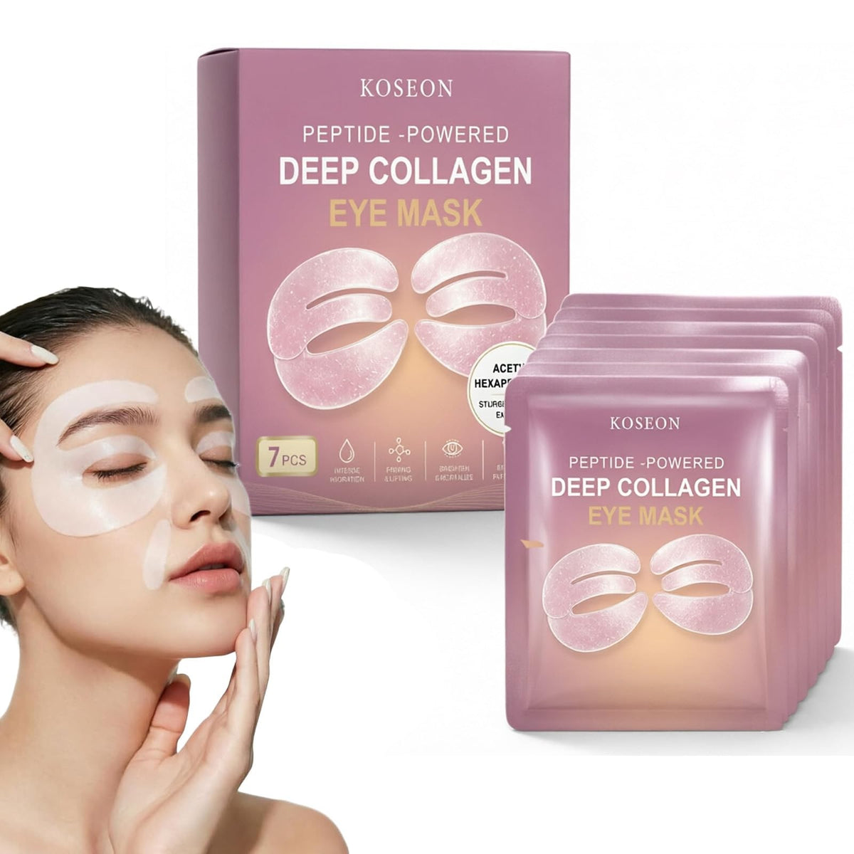 Collagen Eye Mask Set - Peptide Deep Hydration for Dark Circles & Puffy Eyes