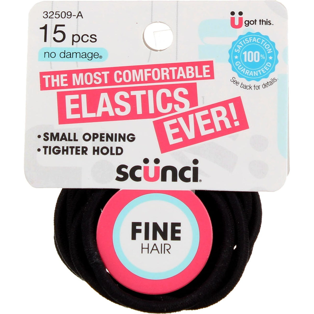 6 Pack Scunci No Damage Fine Hair Elastics, Brown, 15 Ct