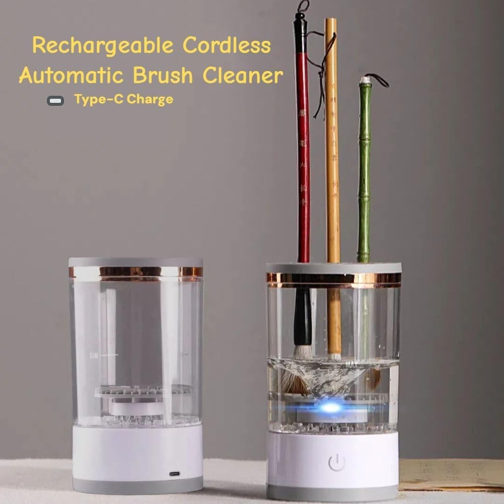 Electric Paint Brush Cleaner Rinse Cup - Cordless Auto Brush Washer with 26-Slot Holder