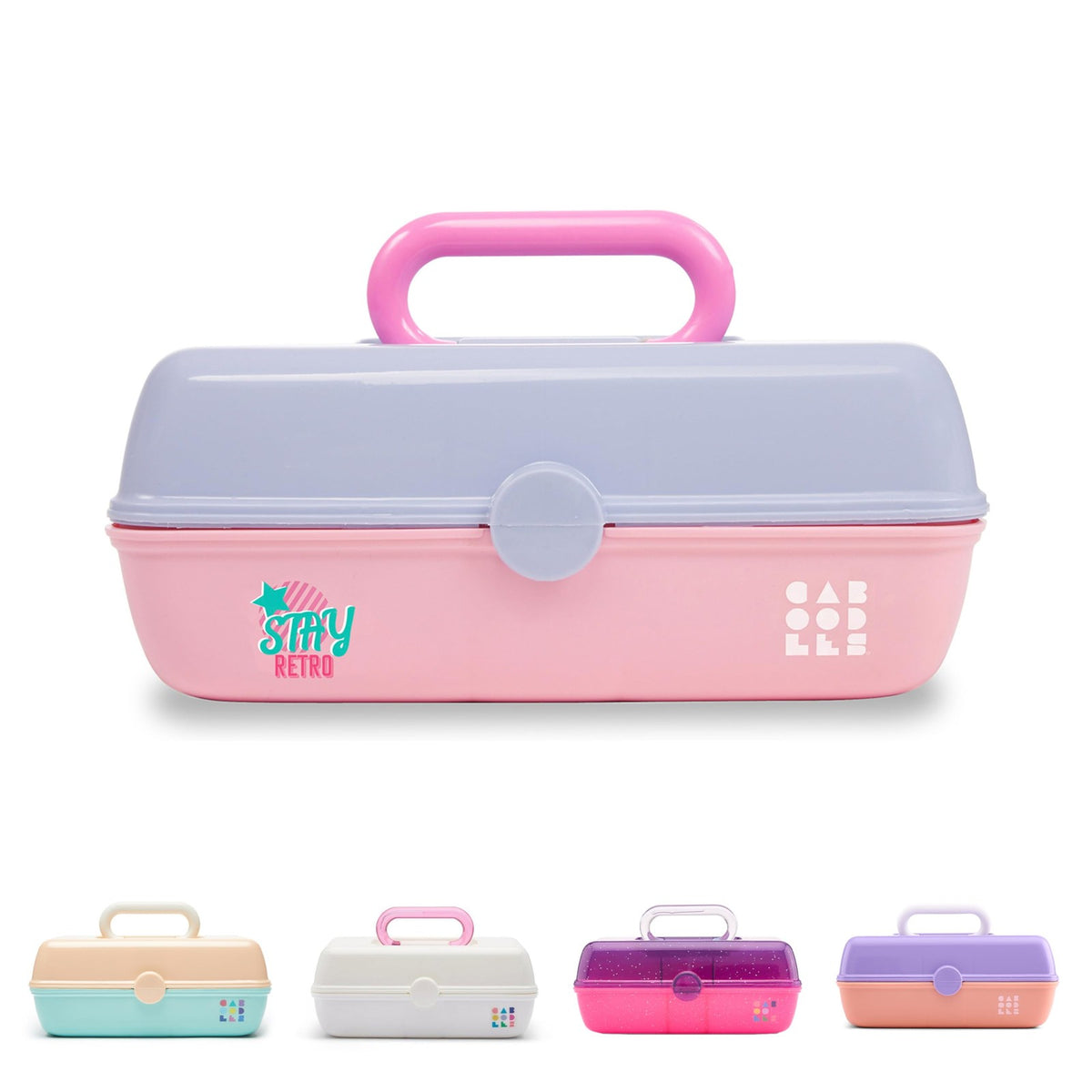 Mini Makeup Organizer with 2 Swivel Trays and Mirror - Travel Cosmetic Case