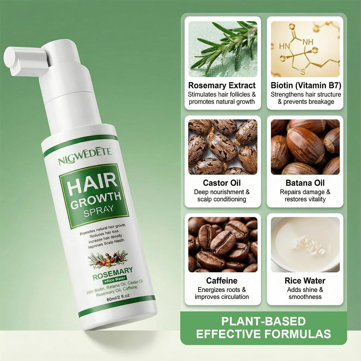Rosemary & Rice Water Hair Growth Spray with Biotin & Caffeine