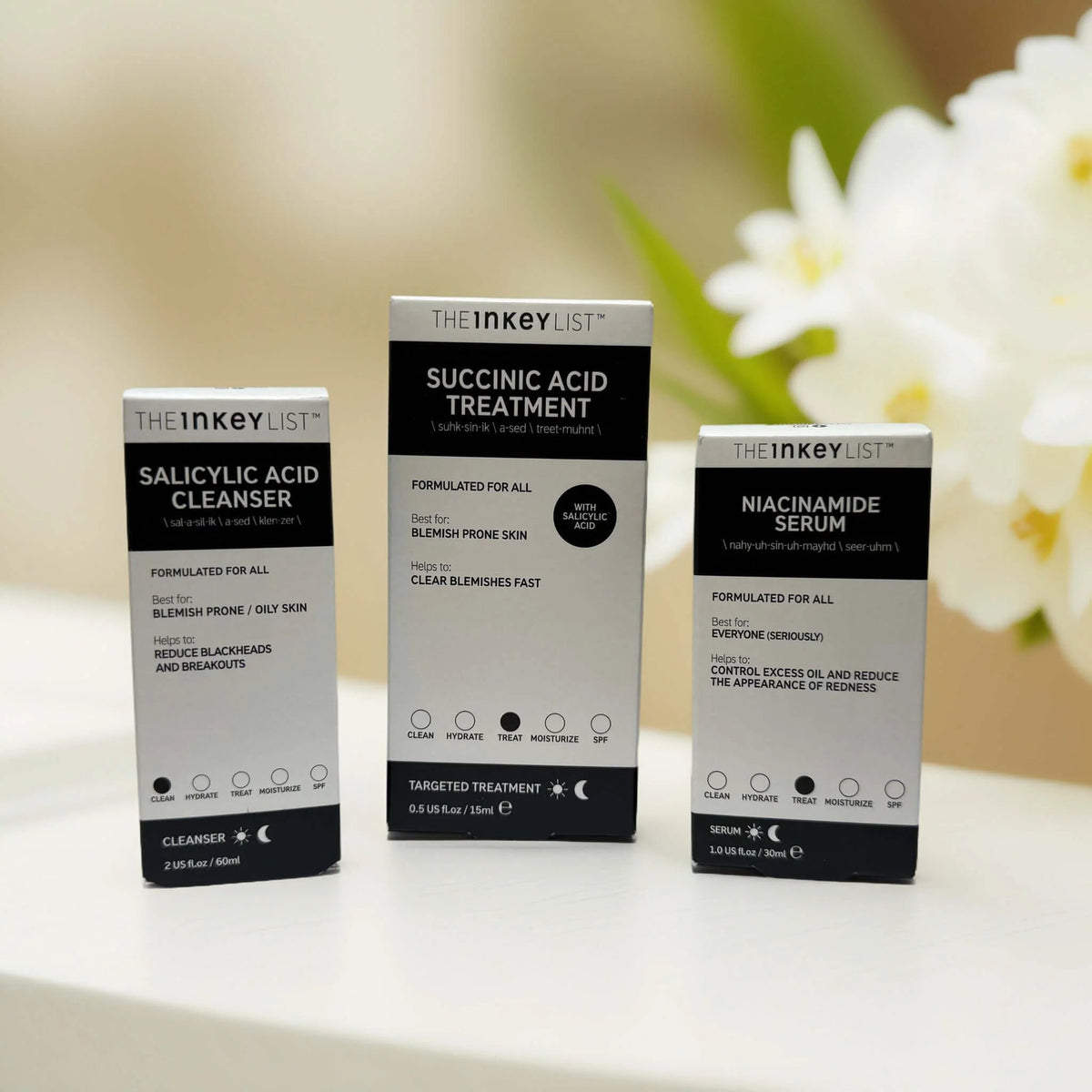 Acne Treatment Set with Salicylic Acid, Niacinamide & Spot Treatment - 3 Full-Size Products
