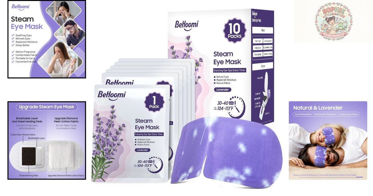 Travel Lavender Scented Eye Masks for Puffy Eyes Relief - 10 Pack
