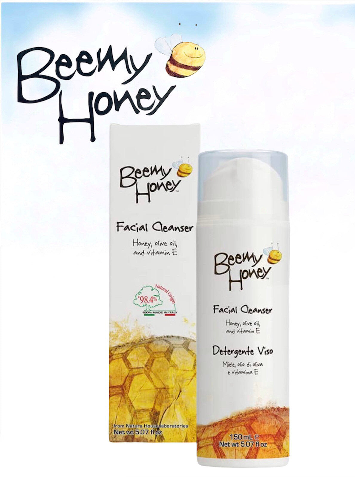 Facial Cleanser with Honey Olive Oil & Vitamin E – Natural pH Balanced 5.07 oz